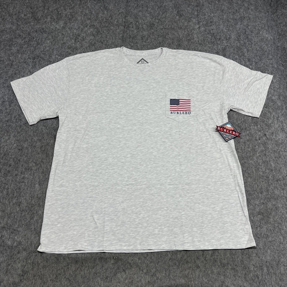 Burlebo Shirt Mens 2XL Gray Party Like W Reagan JFK Flag Pocket Tee USA NEW ///